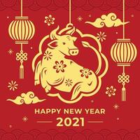 Chinese New Year 2021 Year of The Ox vector