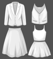 conjunto de objetos de ropa blanca vector