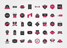 Black Friday sale icon collection vector