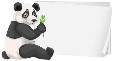 Blank sign template with cute panda vector