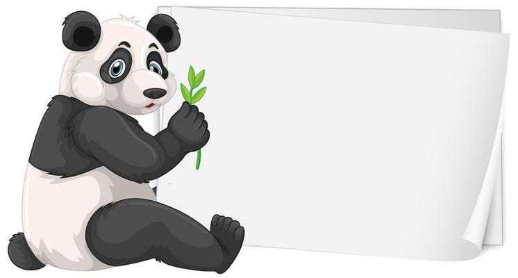Blank sign template with cute panda