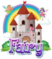 Fairy logo with little fairies vector