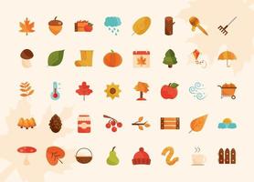 Autumn season icon set vector