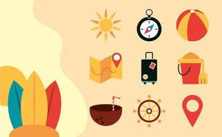 Travelling and tourism flat icon set vector