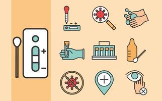 Coronavirus diagnostics and research icon set vector