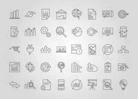 Data analysis, business, and marketing strategy icon set vector