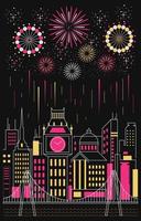 Happy New Year With Firework vector