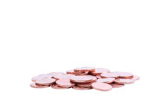 Stacked coins isolated on white background photo