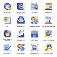 Headhunting icons set in flat style. vector