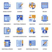 iconos de encuestas web en estilo plano. vector