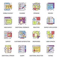 Internet survey flat icons set. vector