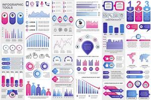 Bundle business infographic elements vector