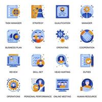 Management icons set in flat style. vector