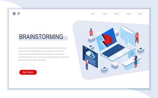 Brainstorming isometric landing page vector