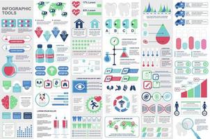 Bundle medical infographic elements vector