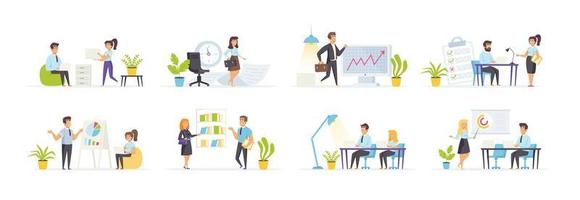 Office management set with people characters vector