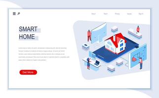 Smart home isometric landing page vector