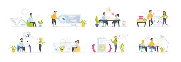 Software development set with people characters vector