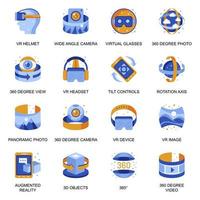 iconos de realidad virtual en estilo plano. vector