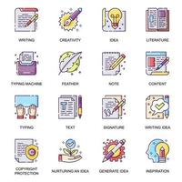 Copyrighting work flat icons set. vector