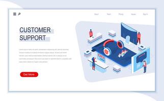 Customer support isometric landing page