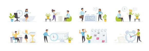 Time management set with people characters vector