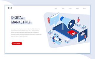 Digital marketing isometric landing page