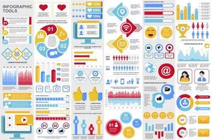 agrupar elementos infográficos de redes sociales vector