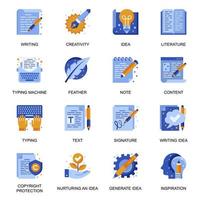 Copywriting icons set in flat style. vector