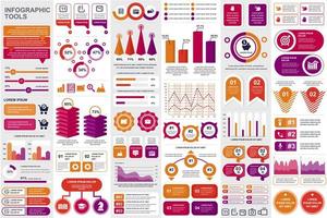Bundle business infographic elements vector