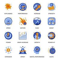 Mental performance icons set in flat style. vector