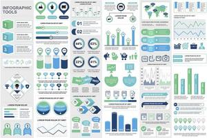 Bundle business infographic elements vector