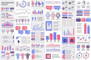 Bundle infographic elements template vector