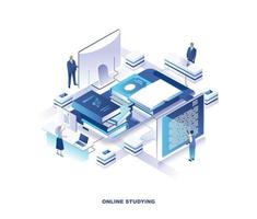 Distant education, internet course isometric design vector