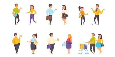 Different sized people flat set vector