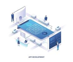 Mobile application development isometric design vector