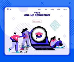 Online education landing page template vector