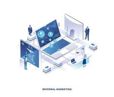 Referral marketing program isometric design vector