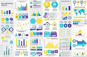 Bundle infographic elements template vector