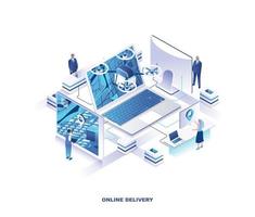 Internet drone delivery isometric design vector