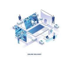 Internet drone delivery isometric design vector