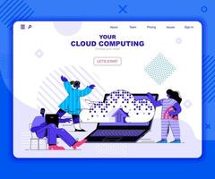 Cloud computing landing page template vector