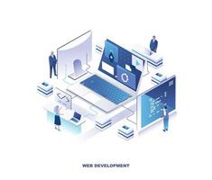 Front-end and back-end isometric design vector