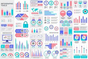 Bundle infographic elements template vector