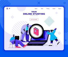 Online studying landing page template vector
