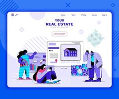 Real estate landing page template vector