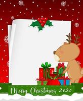 Blank paper with Merry Christmas 2020 text and reindeer vector