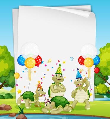 Paper template with cute animals in party theme