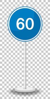 Blue minimum speed limit 60 road sign