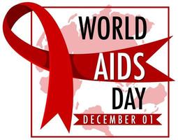 World AIDS Day banner with red ribbon on map